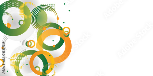 Green and orange circle banner background. Vector abstract graphic design banner pattern background template.