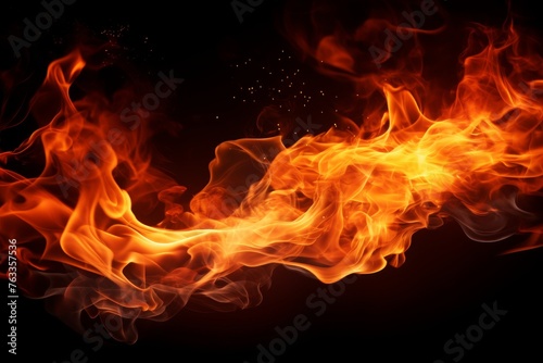 Abstract flames of fire with burning smoke float up black background © Media Srock