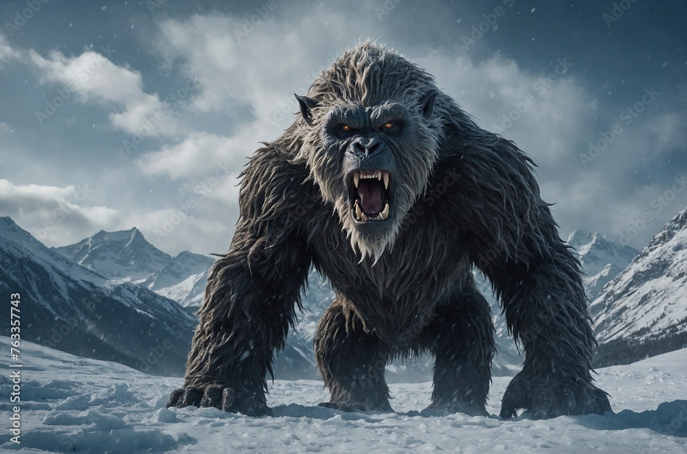 Fototapeta premium Frozen Fury: The Savage Yeti