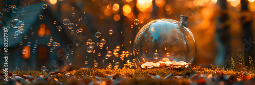 Canva Magic Bokeh Background Bliss, Abstract background with small and large soap bubbles