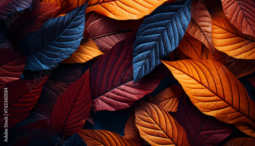 Colorful autumn leaf on a dark background