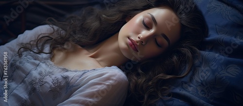 Woman peacefully resting on...