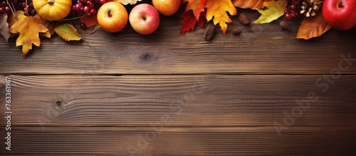 Wooden table covered with a...
