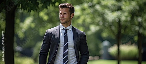 Man in Suit in Park