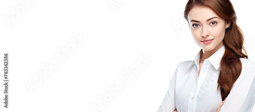 Confident lady in a white t...