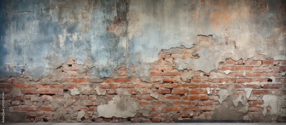 Obraz premium Close-up of brick wall and cement floor