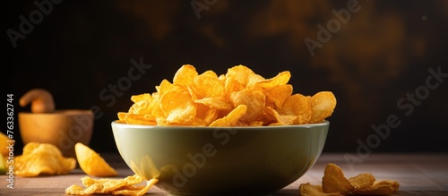 A bowl of crunchy banana ch...