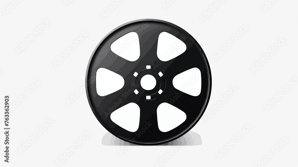 Film reel icon. Vector black cinema and movie design