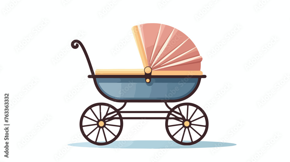 Flat baby carriage vector icon.  flat vector isolated