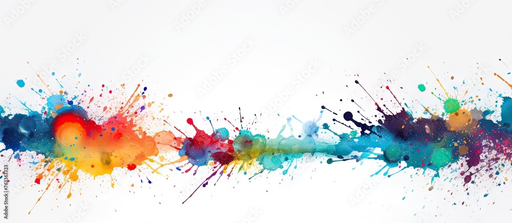 Obraz premium Rainbow colored paint splatter on white background