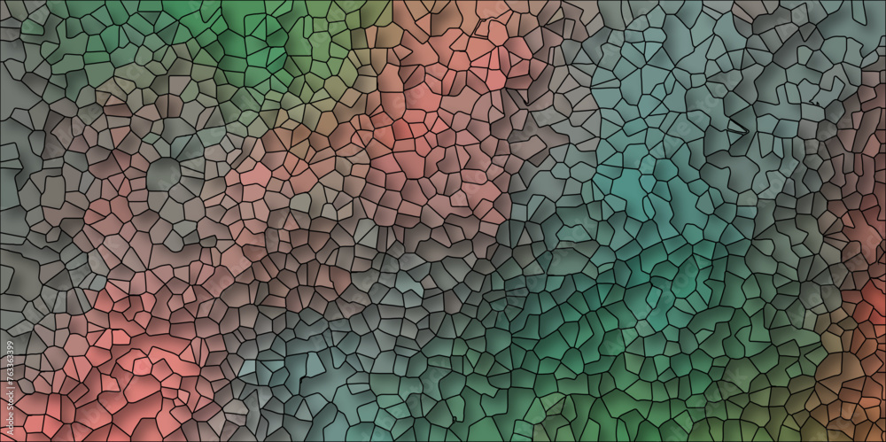 Abstract Seamless Multicolor Broken Stained-Glass Geometric Retro Tiles Pattern Quartz Crystal 3D Voronoi Diagram Background. For Artful Websites, Presentations, Brochures, and Social Media Graphics. Abstract Seamless Multicolor Broken Stained-Glass Geometric Retro Tiles Pattern Quartz Crystal 3D Voronoi Diagram Background. For Artful Websites, Presentations, Brochures, and Social Media Graphics.