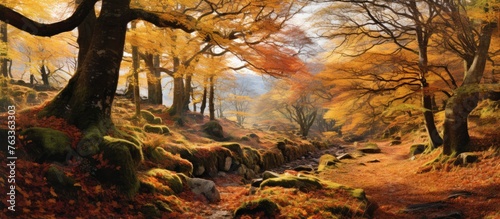 Stream painting with forest...