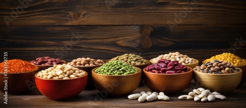 A variety of beans in bowls...