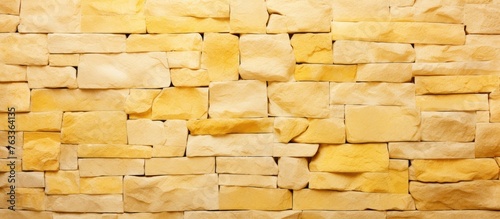 Yellow stone wall close up