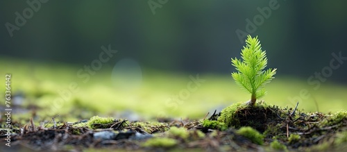 A small plant growing from ...