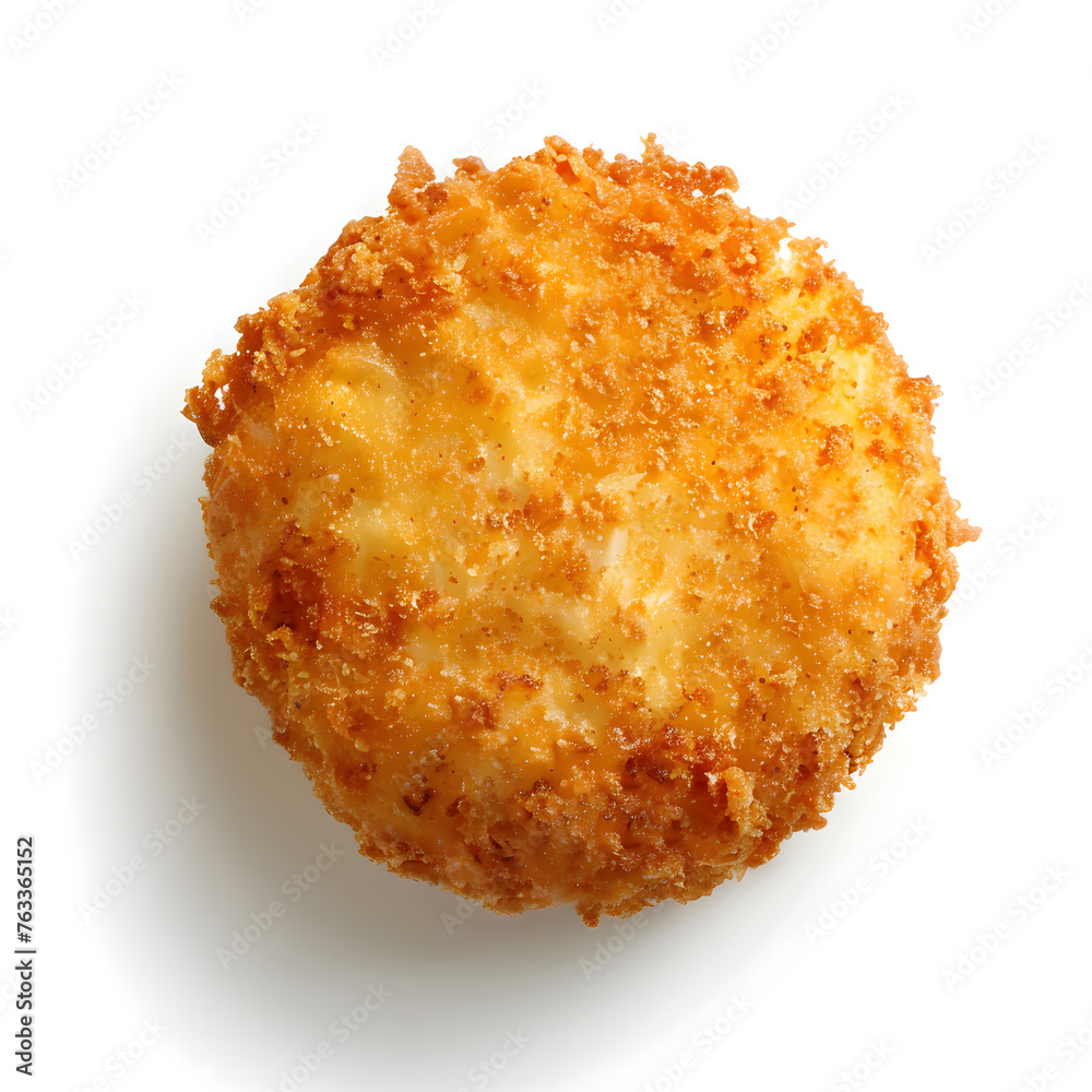 Naklejka premium Fried breaded camembert nugget isolated on white, top view