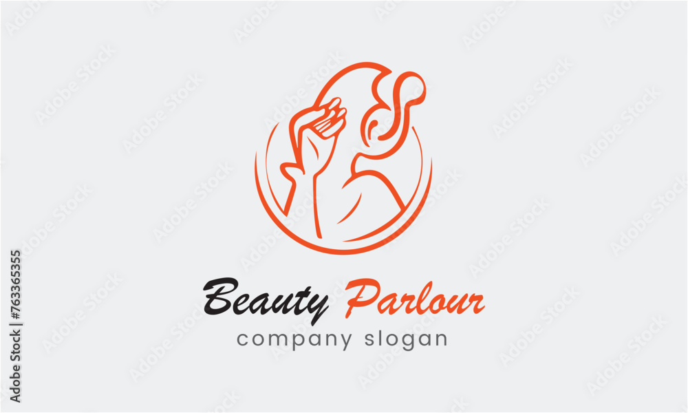 Lady parlor beauty face fashion spa woman logo design vector