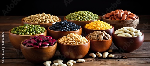 Various nuts and legumes in...