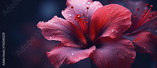 Red flower with water dropl...