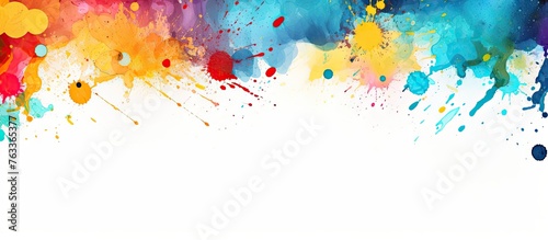 Colorful paint splatters on...