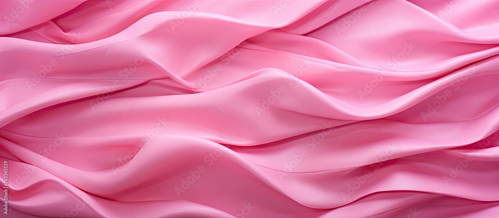 Obraz premium Close-up of pink fabric with large wave