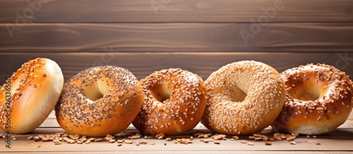 A row of sesame seed bagels...