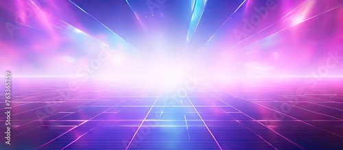 Grid pattern on vibrant colorful holographic background