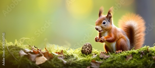 A squirrel munching on a pi...
