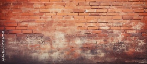 Close up of brick wall with red fire hydrant