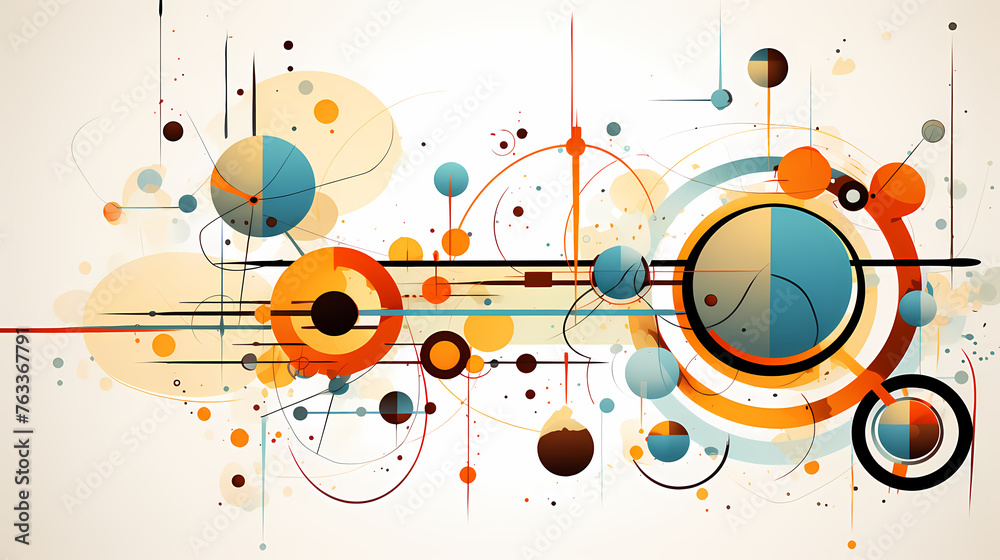 Obraz premium Abstract flat vector design featuring circles and lines