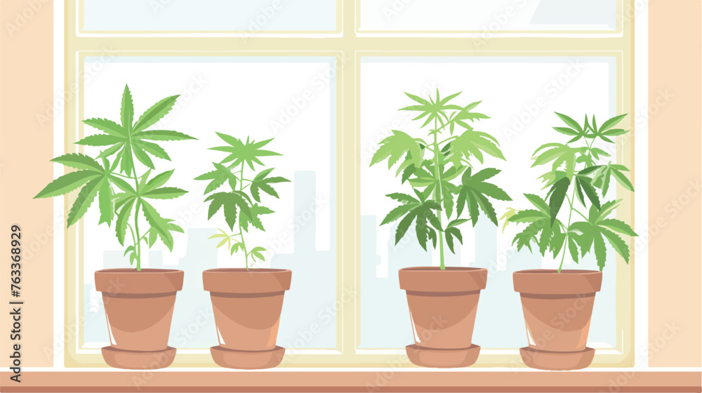 Indoor Growing Marijuana flat vector 