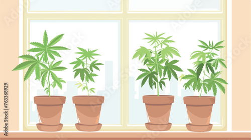 Indoor Growing Marijuana flat vector 