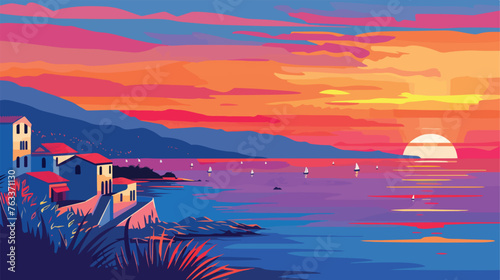 Magnificent sunset over the Adriatic coast