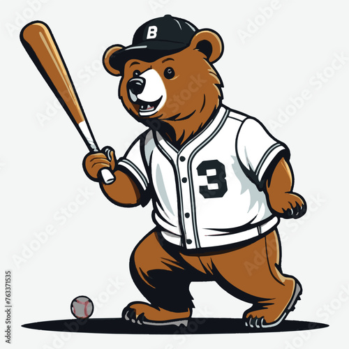 bear playing baseball vector isolated