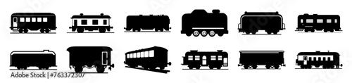 Train wagon silhouette set vector design big pack of illustration and icon