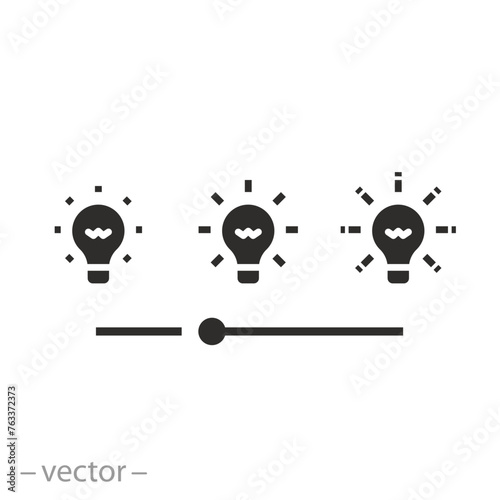 lighting slider icon, brightness control, managing level light, flat symbol on white background - vector illustration eps10 photo