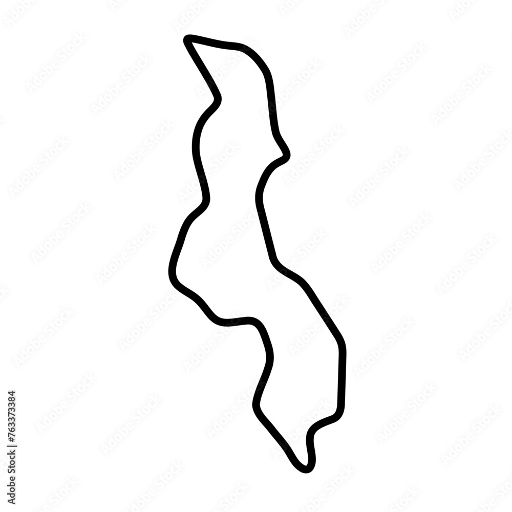 Malawi country simplified map. Thick black outline contour. Simple vector icon Malawi country simplified map. Thick black outline contour. Simple vector icon