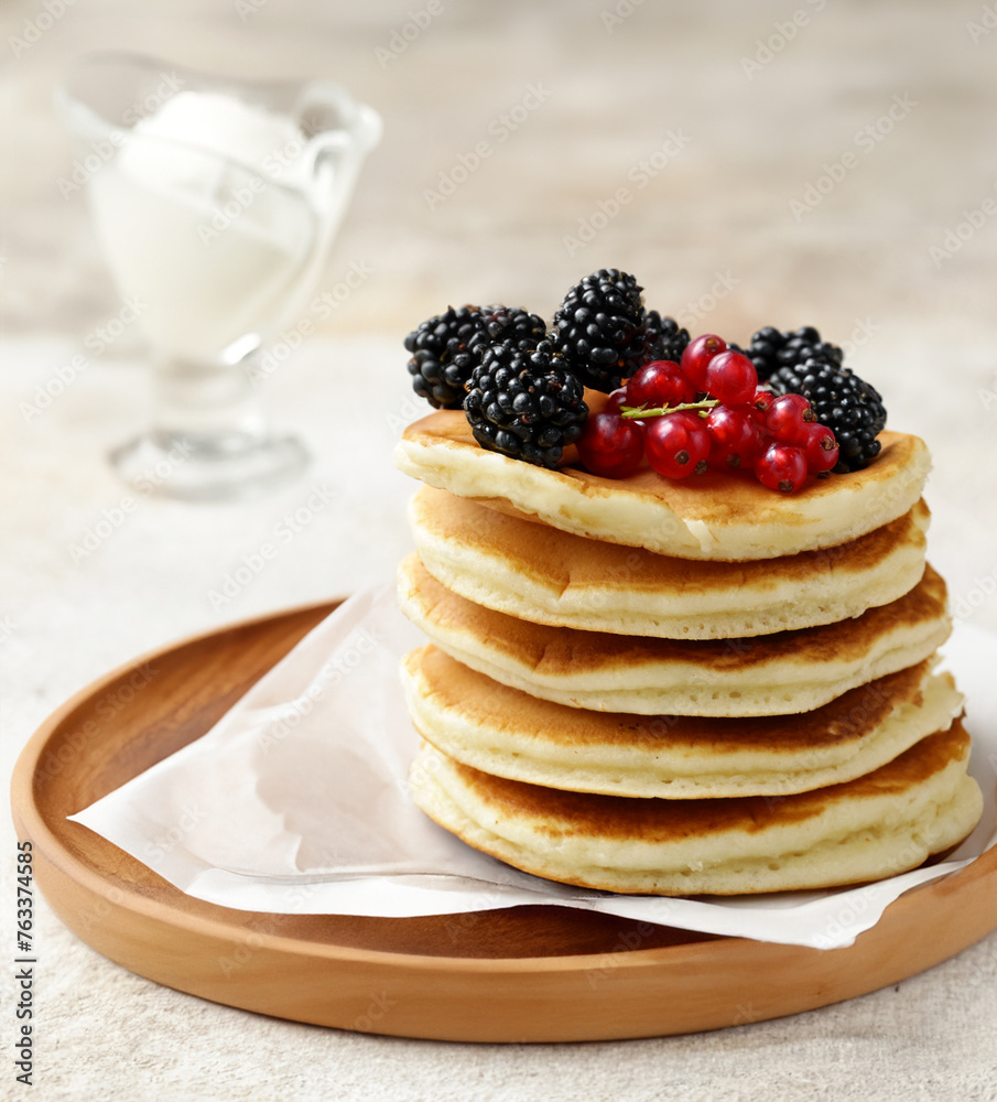 stack of pancakes with fresh berries for breakfast stack of pancakes with fresh berries for breakfast