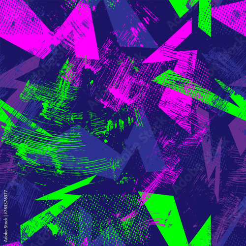 Abstract urban seamless pattern with grunge spots and curved shapes for apparel things, textile, texture, backgrounds and to print on fabric and other design things
