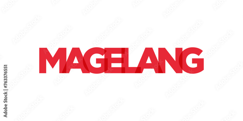 Magelang in the Indonesia emblem. The design features a geometric style, vector illustration with bold typography in a modern font. The graphic slogan lettering. Magelang in the Indonesia emblem. The design features a geometric style, vector illustration with bold typography in a modern font. The graphic slogan lettering.