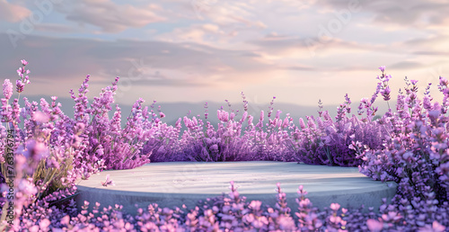 Lavender podium flower background purple product nature platform stand summer 3d table © ClicksdeMexico