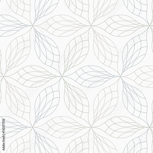 Abstract linear flower petal or leaves geometric pattern vector background, pattern is clean for fabric, printing, wallpaper. Pattern is on swatches panel