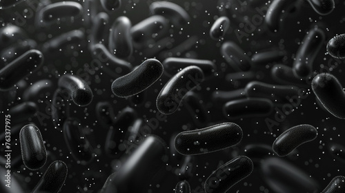 An abstract interpretation of lactobacillus bacteria trapped in black technology photo