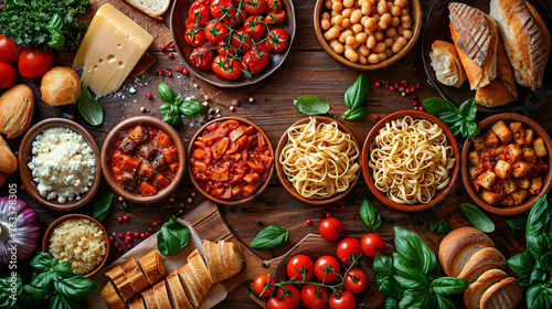 set of tradition italian food