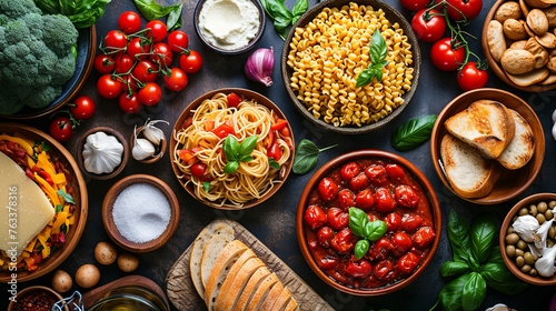 Collection of traditional Italian cuisine photo