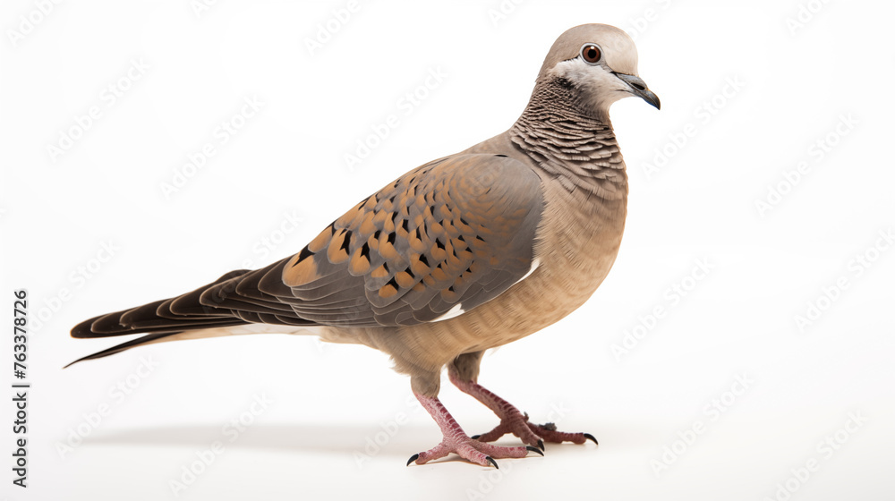 Portrait of a Graceful Grey Pigeon on White Background Generative AI Portrait of a Graceful Grey Pigeon on White Background Generative AI