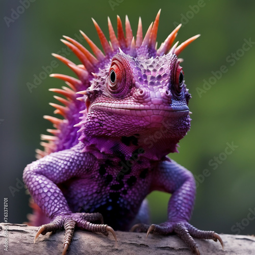 poisonous little purple lizard with spikes   reated with Generative Ai