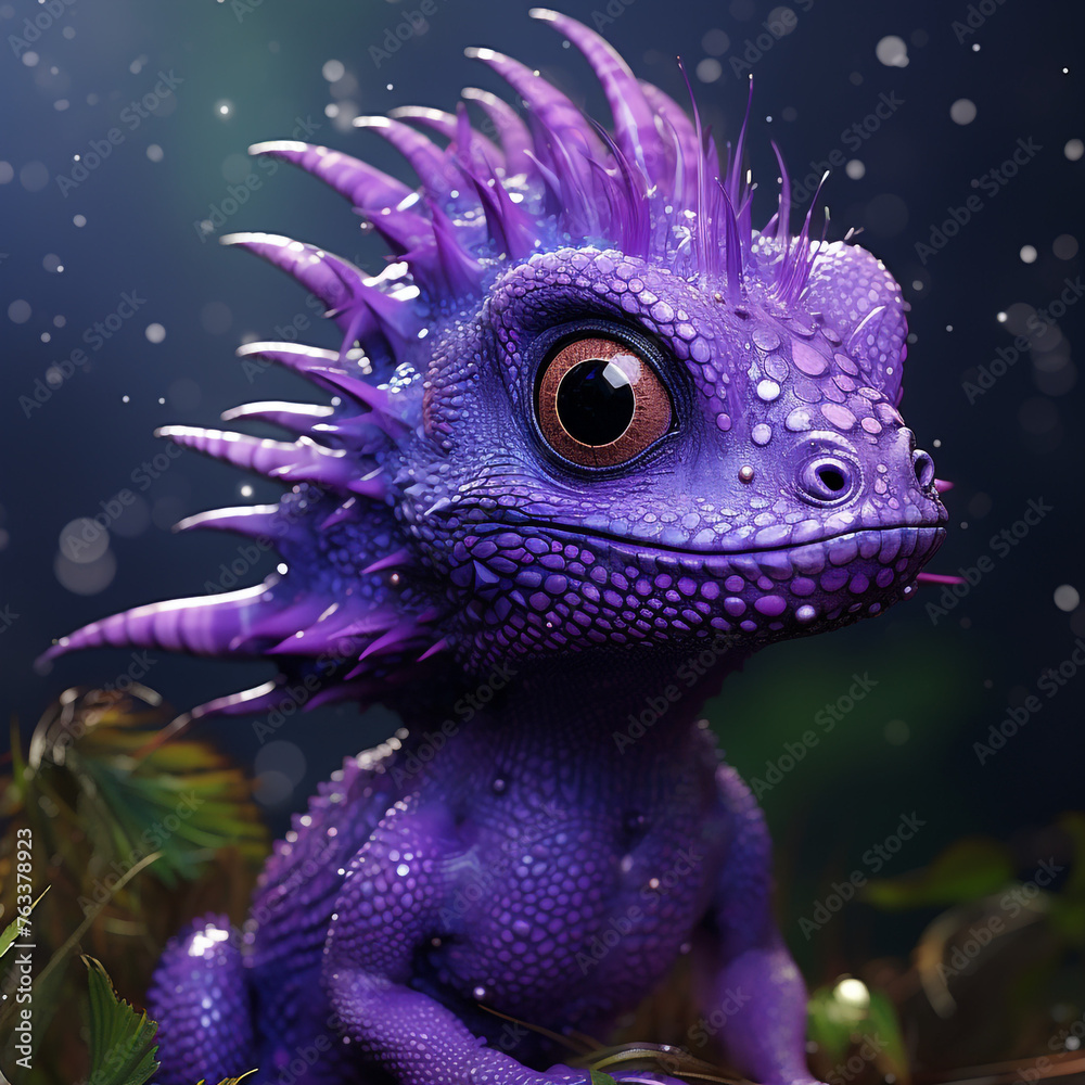 poisonous little purple lizard with spikes сreated with Generative Ai poisonous little purple lizard with spikes сreated with Generative Ai
