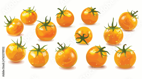 Shooting fresh Yellow tomatoes on white background 