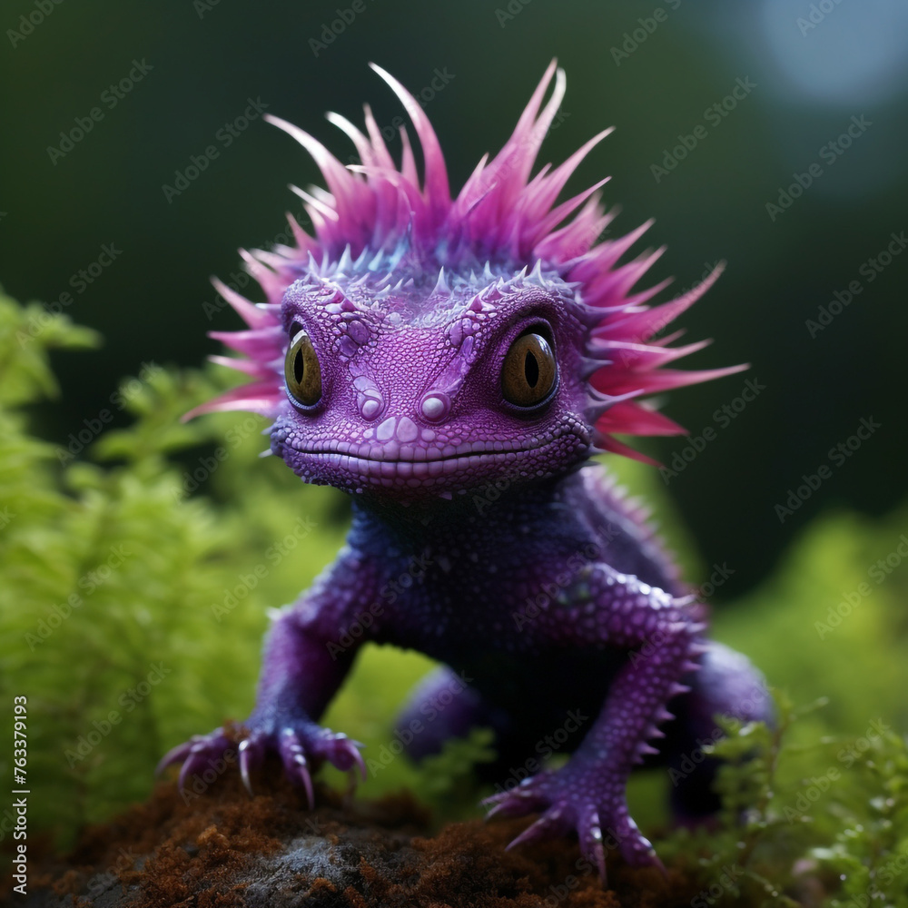 poisonous little purple lizard with spikes сreated with Generative Ai poisonous little purple lizard with spikes сreated with Generative Ai